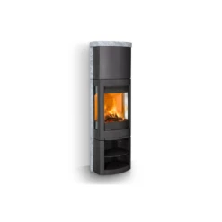 Gussofen Jotul F 377 V2 Advance High Top - Schwarz Lackiert (BP) - Specksteinseiten Und Deckplatte - 6 KW