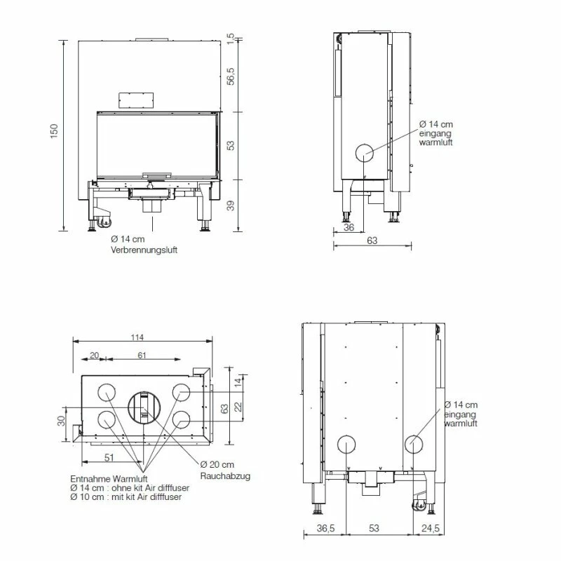Holzkamin Einsatz Edilkamin WINDO2 95 - 14,7 KW - Fenster Links 3 Holzkamin Einsatz Edilkamin WINDO2 95 - 14,7 KW - Fenster Links – Bild 3