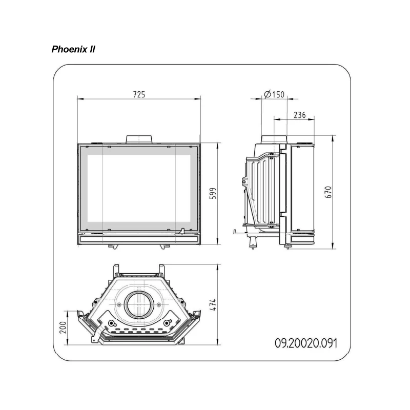 Kamineinsatz Guss Dovre Phönix 2 Für T2000S - Schwarz Lackiert - 9,0 KW 10 Kamineinsatz Guss Dovre Phönix 2 Für T2000S - Schwarz Lackiert - 9,0 KW – Bild 10