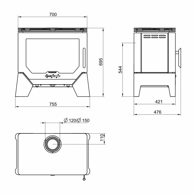 Kaminofen Gussofen Wamsler W-Box - Schwarz - 8 KW 3 Kaminofen Gussofen Wamsler W-Box - Schwarz - 8 KW – Bild 3