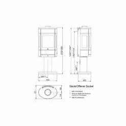 Kaminofen SCAN 68-10 Auf Säule Mit Seitenfenstern - Pedestal, Griffe Und Leisten Aluminium - 5,5 KW -Küchengrill Geschäft kaminofen scan 68 10 auf saeule mit seitenfenstern pedestal griffe und leisten aluminium 55 kw5