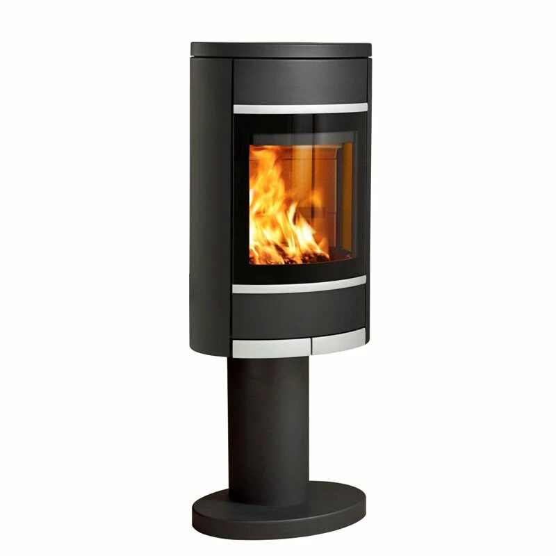 Kaminofen SCAN 68-4 Auf Säule - Pedestal, Griffe Und Leisten Aluminium - 5,5 KW 1 Kaminofen SCAN 68-4 Auf Säule - Pedestal, Griffe Und Leisten Aluminium - 5,5 KW