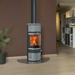 Kaminofen SCAN 83-6 Mit Specksteinseiten, Griff Und Leiste Alu - 5 KW (RLU) -Küchengrill Geschäft kaminofen scan 83 6 mit specksteinseiten griff und leiste alu 5 kw rlu3