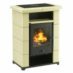 Kaminofen Wamsler MONTAFON Schwarz Mit Keramik Beige - 7kW