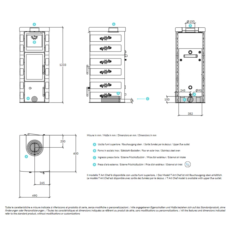 Kaminofen Wassergeführt Rizzoli - Serie T Art - Chef - Keramikverkleidung - 9,1 KW 4 Kaminofen Wassergeführt Rizzoli - Serie T Art - Chef - Keramikverkleidung - 9,1 KW – Bild 4