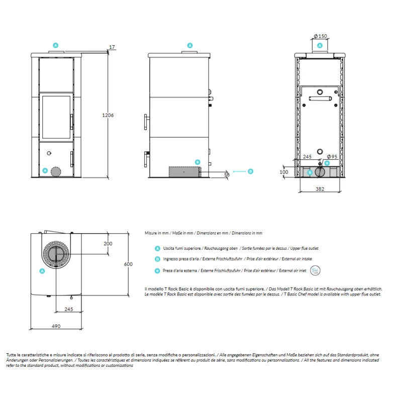 Kaminofen Wassergeführt Rizzoli - Serie T Rock - Basic - Speckstein - 9,1 KW 7 Kaminofen Wassergeführt Rizzoli - Serie T Rock - Basic - Speckstein - 9,1 KW – Bild 7