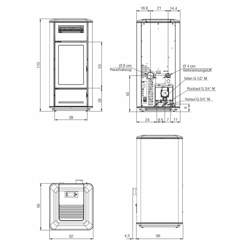 Pelletofen Wasserführend Edilkamin MILLA H 12 UP - 12,4 KW 5 Pelletofen Wasserführend Edilkamin MILLA H 12 UP - 12,4 KW – Bild 5